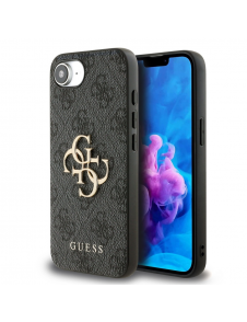 Guess PU 4G metalllogofodral för iPhone 16e Grå