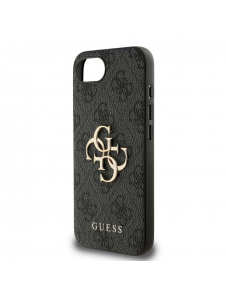 Guess PU 4G metalllogofodral för iPhone 16e Grå