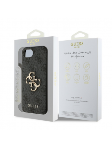 Guess PU 4G metalllogofodral för iPhone 16e Grå