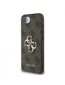Guess PU 4G metalllogofodral för iPhone 16e Brun