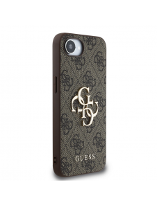 Guess PU 4G metalllogofodral för iPhone 16e Brun