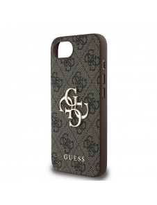 Guess PU 4G metalllogofodral för iPhone 16e Brun
