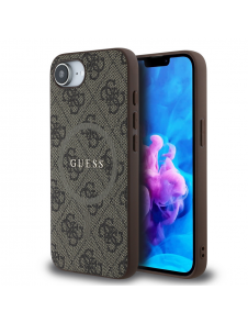 Guess PU Leather 4G Colored Ring MagSafe Fodral för iPhone 16e Brun