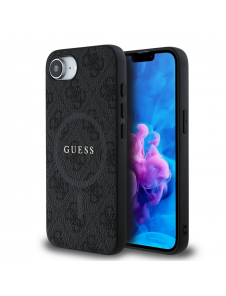 Guess PU Leather 4G Colored Ring MagSafe Fodral för iPhone 16e Svart