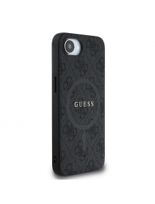 Guess PU Leather 4G Colored Ring MagSafe Fodral för iPhone 16e Svart