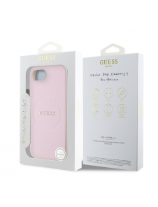 Guess PU Grained Classic Logo MagSafe Fodral för iPhone 16e Rosa