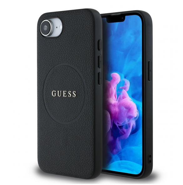 Guess PU Grained Classic Logo MagSafe Fodral för iPhone 16e Svart