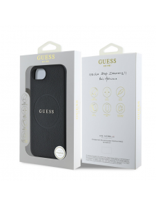 Guess PU Grained Classic Logo MagSafe Fodral för iPhone 16e Svart