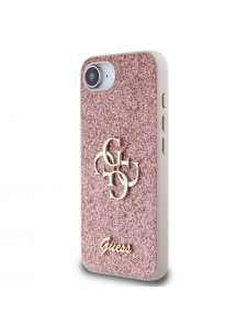 Guess PU Fixed Glitter 4G metalllogofodral för iPhone 16e Rosa