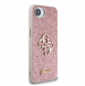 Guess PU Fixed Glitter 4G metalllogofodral för iPhone 16e Rosa