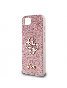 Guess PU Fixed Glitter 4G metalllogofodral för iPhone 16e Rosa