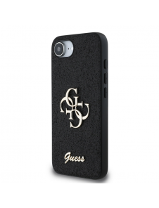 Guess PU Fixed Glitter 4G metalllogofodral för iPhone 16e Svart