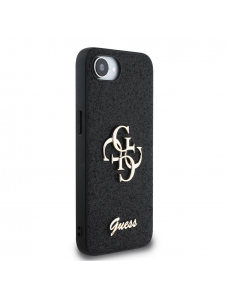 Guess PU Fixed Glitter 4G metalllogofodral för iPhone 16e Svart