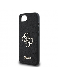 Guess PU Fixed Glitter 4G metalllogofodral för iPhone 16e Svart