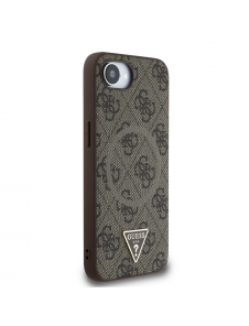 Guess PU 4G Strass Triangle metalllogofodral för iPhone 16e Brun