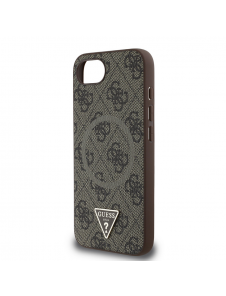 Guess PU 4G Strass Triangle metalllogofodral för iPhone 16e Brun