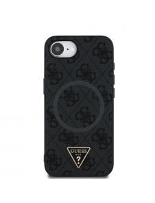Guess PU 4G Strass Triangle Metal Logo Fodral till iPhone 16e Svart