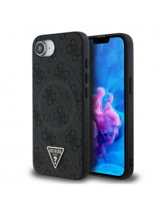 Guess PU 4G Strass Triangle Metal Logo Fodral till iPhone 16e Svart