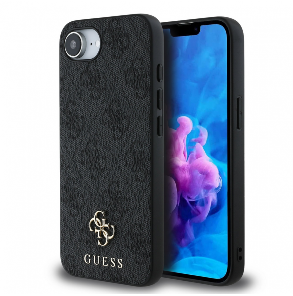 Guess PU 4G Small Metal Logo MagSafe Fodral för iPhone 16e Grå