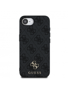 Guess PU 4G Small Metal Logo MagSafe Fodral för iPhone 16e Grå