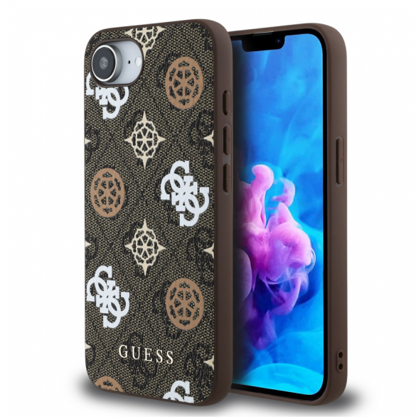 Guess PU 4G Peony MagSafe Fodral till iPhone 16e Brun
