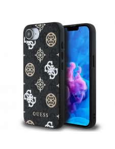 Guess PU 4G Peony MagSafe Fodral för iPhone 16e Svart