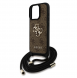 Guess PU 4G Metal Logo Crossbody Strap Case för iPhone 16 Pro Max Brun
