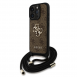 Guess PU 4G Metal Logo Crossbody Strap Case för iPhone 16 Pro Brown