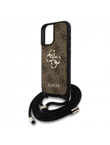 Guess PU 4G Metal Logo Crossbody Strap Fodral till iPhone 16 Brun