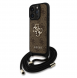 Guess PU 4G Metal Logo Crossbody Strap Case för iPhone 15 Pro Max Brun