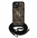 Guess PU 4G Metal Logo Crossbody Strap Case för iPhone 15 Brun
