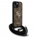 Guess PU 4G Metal Logo Crossbody Strap Case för iPhone 15 Brun