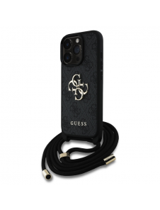 Guess PU 4G Metal Logo Crossbody Strap Fodral för iPhone 16 Pro Svart