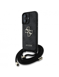 Guess PU 4G Metal Logo Crossbody Strap Fodral till iPhone 16 Svart