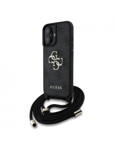 Guess PU 4G Metal Logo Crossbody Strap Fodral till iPhone 16 Svart