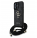 Guess PU 4G Metal Logo Crossbody Strap Fodral till iPhone 16 Svart