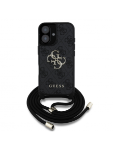 Guess PU 4G Metal Logo Crossbody Strap Fodral till iPhone 16 Svart