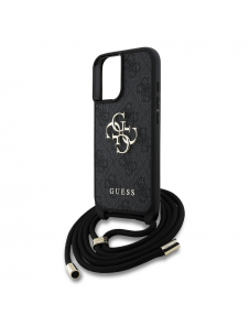 Guess PU 4G Metal Logo Crossbody Strap Fodral till iPhone 16 Svart