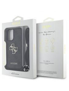 Guess PU 4G Metal Logo Crossbody Strap Fodral till iPhone 16 Svart