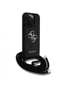 Guess PU 4G Metal Logo Crossbody Strap Fodral för iPhone 15 Pro Max Svart