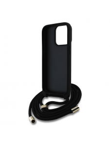 Guess PU 4G Metal Logo Crossbody Strap Case för iPhone 15 Pro Svart