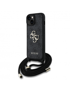 Guess PU 4G Metal Logo Crossbody Strap Fodral till iPhone 15 Svart