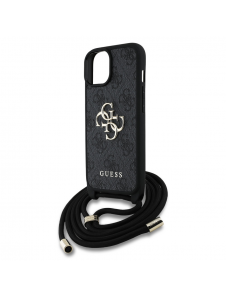 Guess PU 4G Metal Logo Crossbody Strap Fodral till iPhone 15 Svart