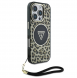Guess IML Leopard Triangle Logo Strap MagSafe Fodral för iPhone 16 Pro Max Brun