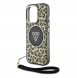 Guess IML Leopard Triangle Logo Strap MagSafe Fodral för iPhone 16 Pro Max Brun