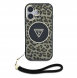 Guess IML Leopard Triangle Logo Strap MagSafe Fodral för iPhone 16 Brun