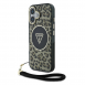 Guess IML Leopard Triangle Logo Strap MagSafe Fodral för iPhone 16 Brun