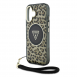 Guess IML Leopard Triangle Logo Strap MagSafe Fodral för iPhone 16 Brun