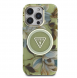 Guess IML Glitter Magnolia och Triangle Logo MagSafe Fodral för iPhone 16 Pro Green
