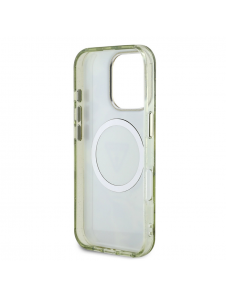 Guess IML Glitter Magnolia och Triangle Logo MagSafe Fodral för iPhone 16 Pro Green